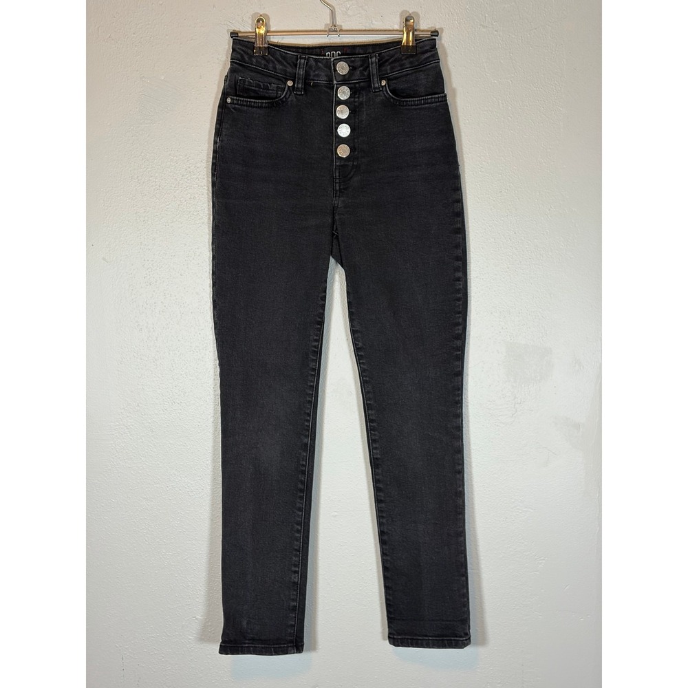 BDG‎ Urban Outfitters Girlfriend High Rise Jeans Washed Black Button Fly Size 24